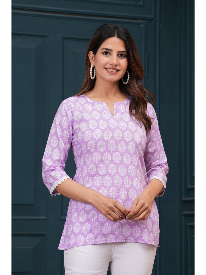 Lavender Printed Straight Tunic