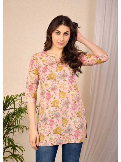 Pink Floral Printed Straight Tunic