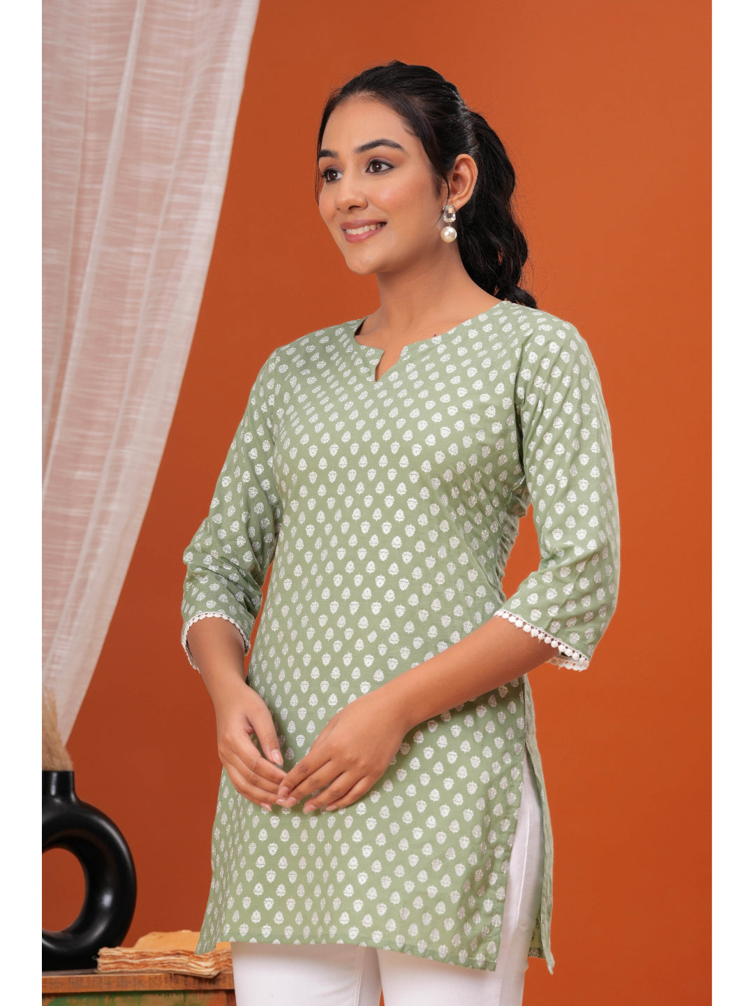 Green Printed Straight Tunic