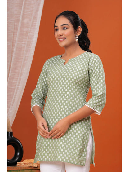 Green Printed Straight Tunic