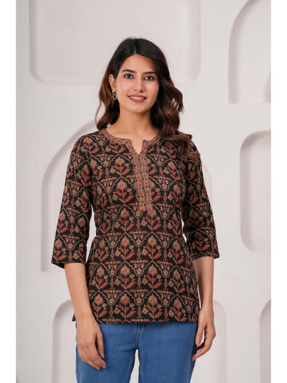 Black Printed Straight Tunic