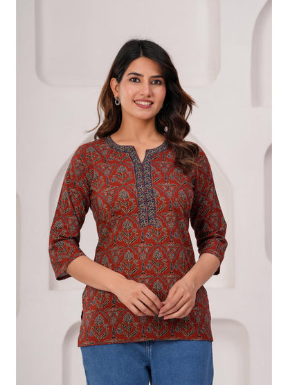 Maroon Printed Straight Tunic
