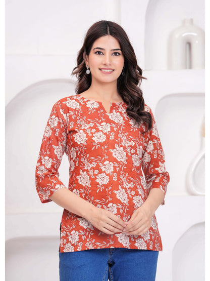 Rust Floral Printed Tunic