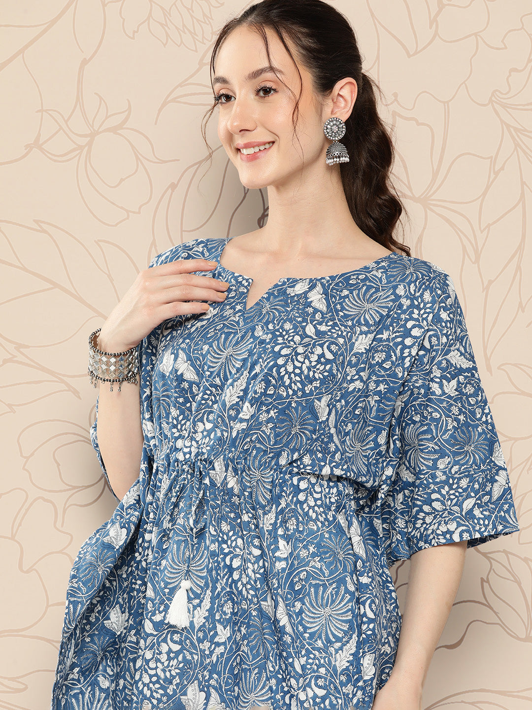 Blue Ethnic Printed Kaftan