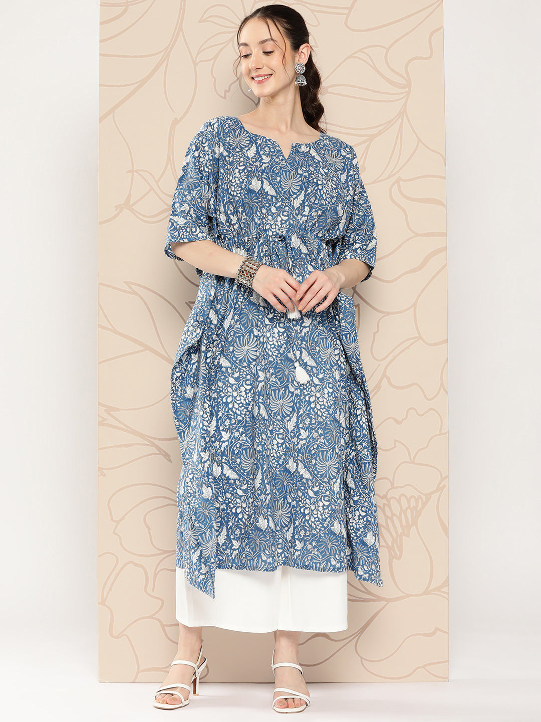Blue Ethnic Printed Kaftan