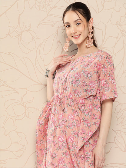 Pink Ethnic Printed Kaftan
