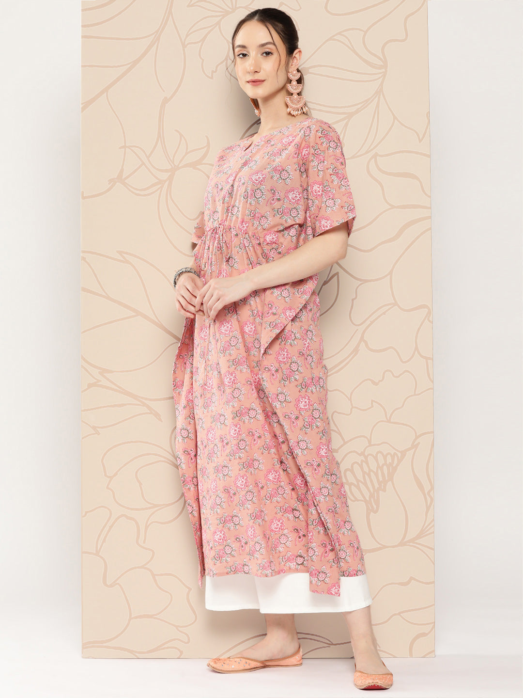 Pink Ethnic Printed Kaftan