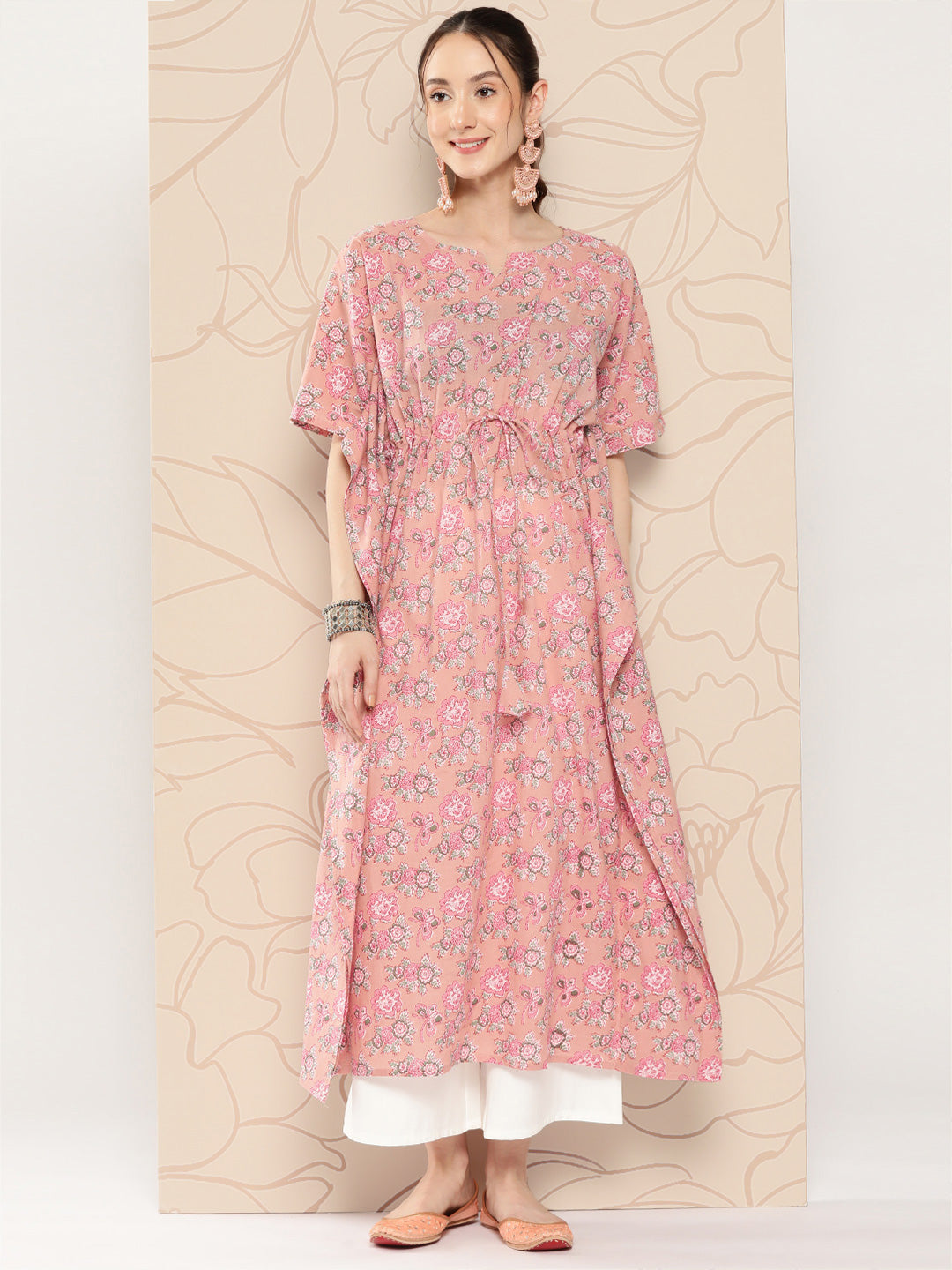 Pink Ethnic Printed Kaftan