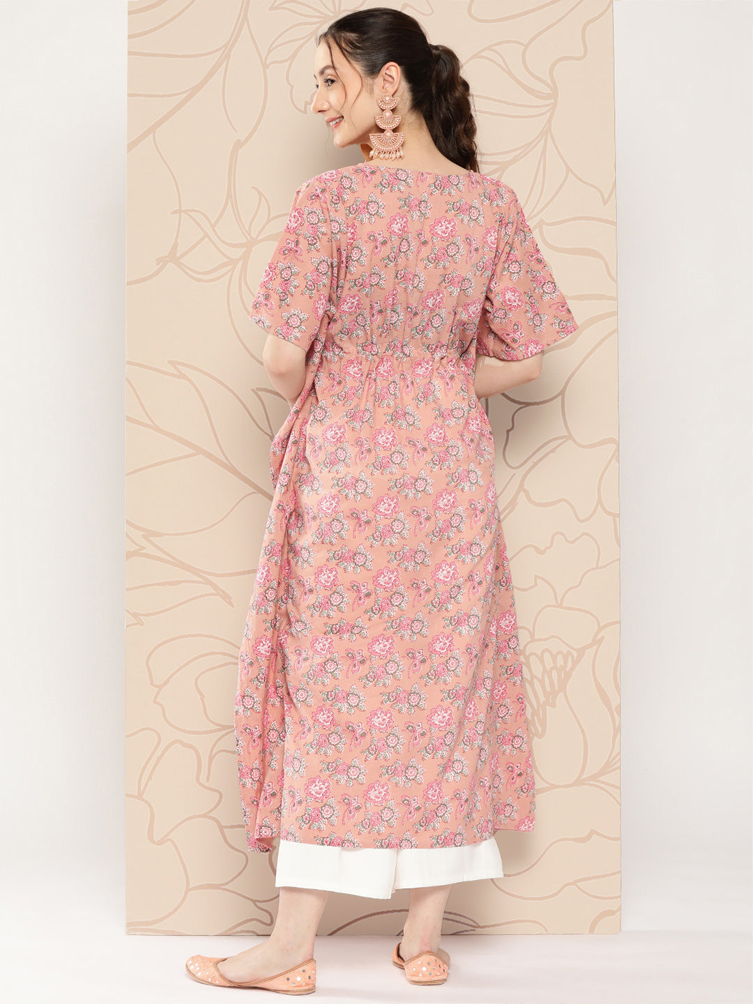 Pink Ethnic Printed Kaftan