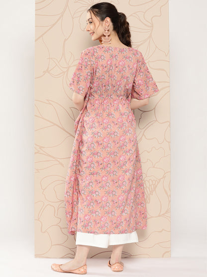 Pink Ethnic Printed Kaftan