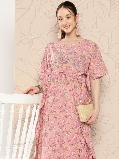 Pink Ethnic Printed Kaftan