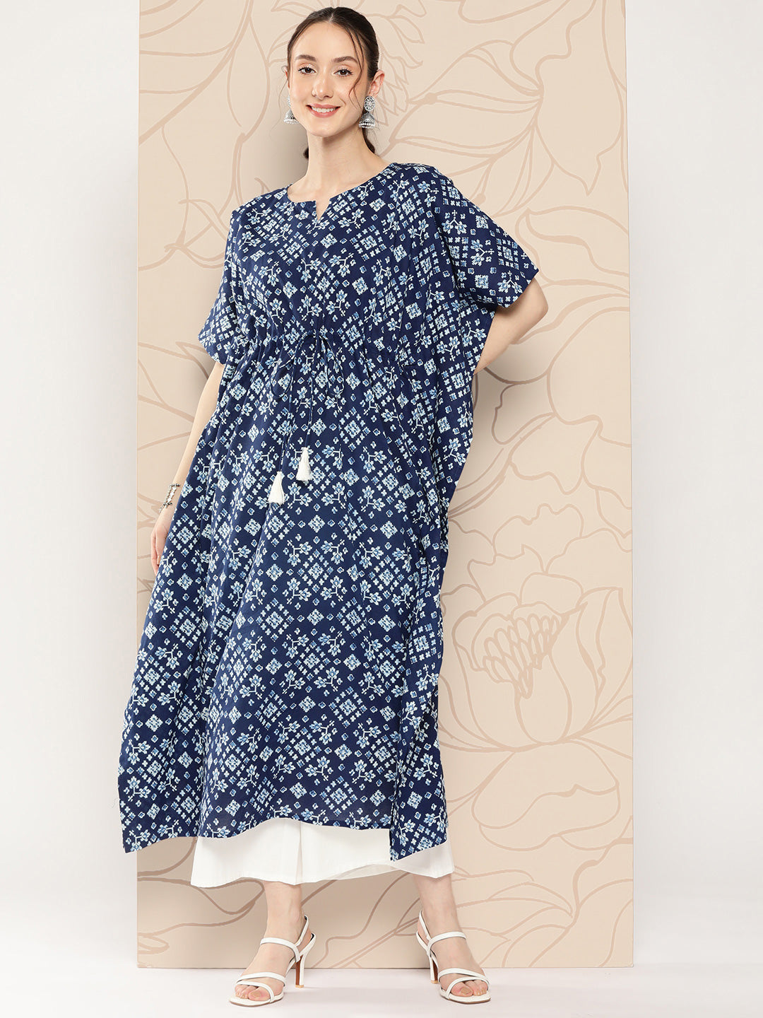 Navy Blue Ethnic Printed Kaftan
