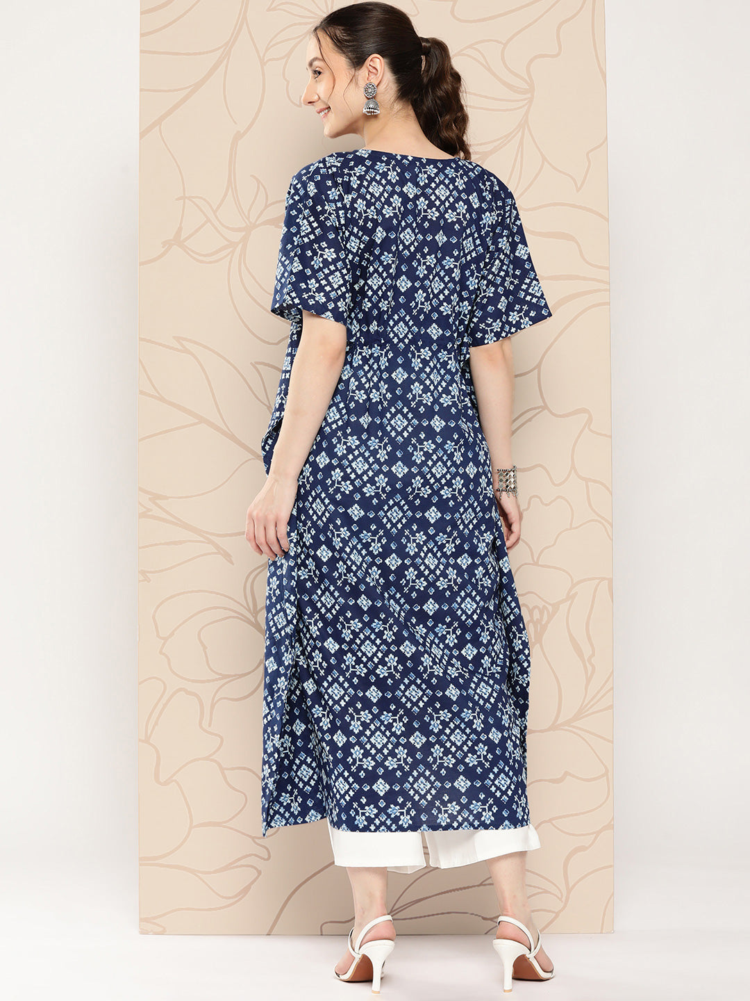 Navy Blue Ethnic Printed Kaftan