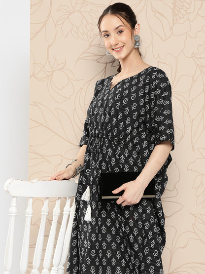 Black Ethnic Printed Kaftan