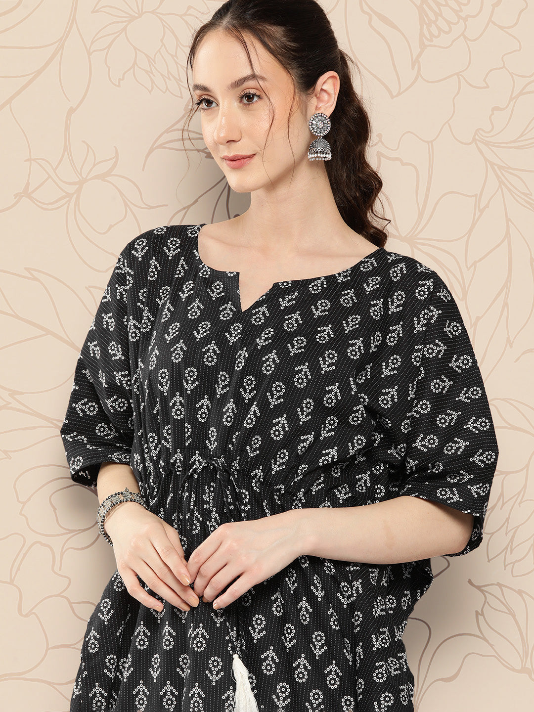 Black Ethnic Printed Kaftan