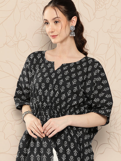 Black Ethnic Printed Kaftan