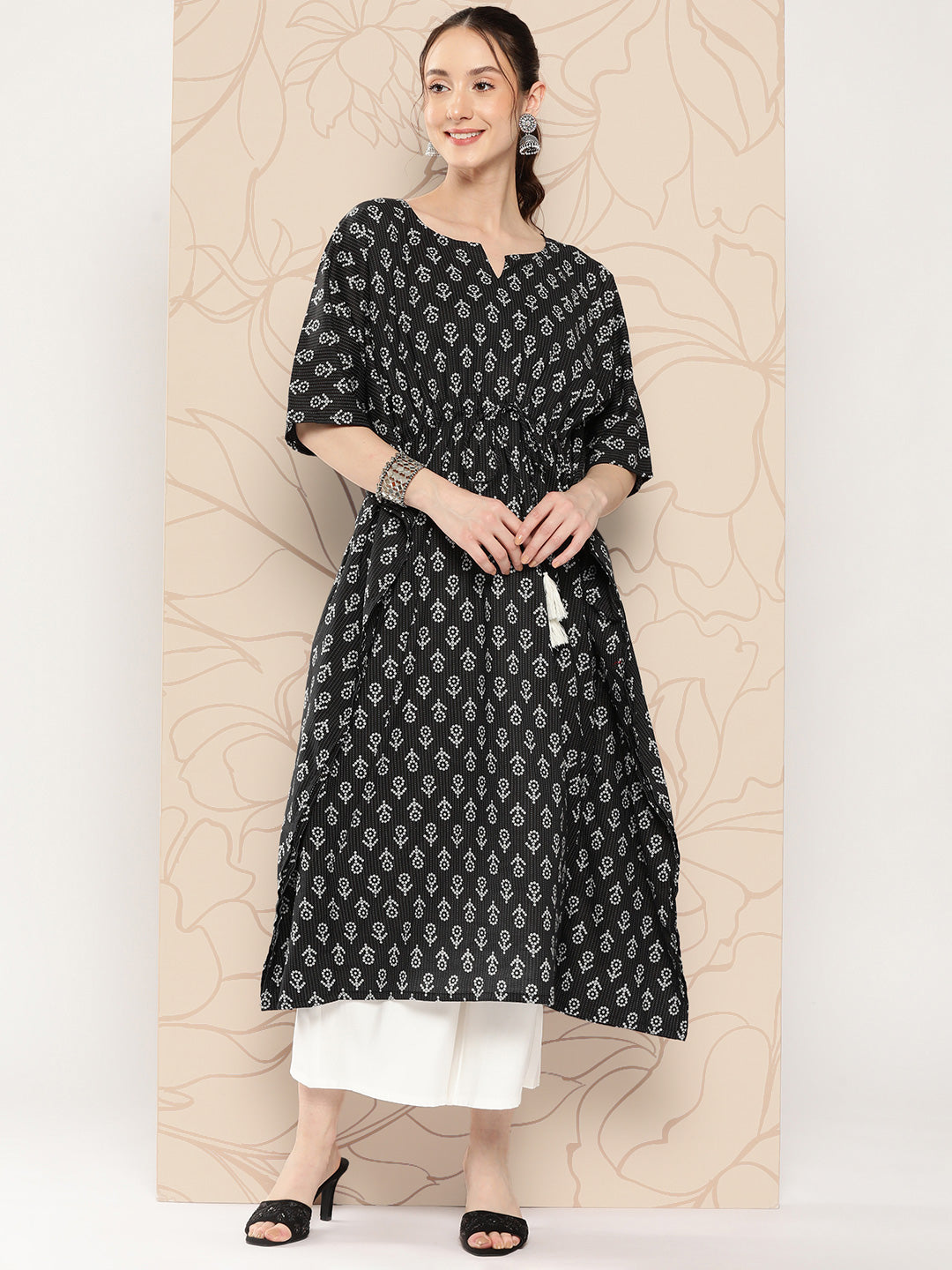 Black Ethnic Printed Kaftan