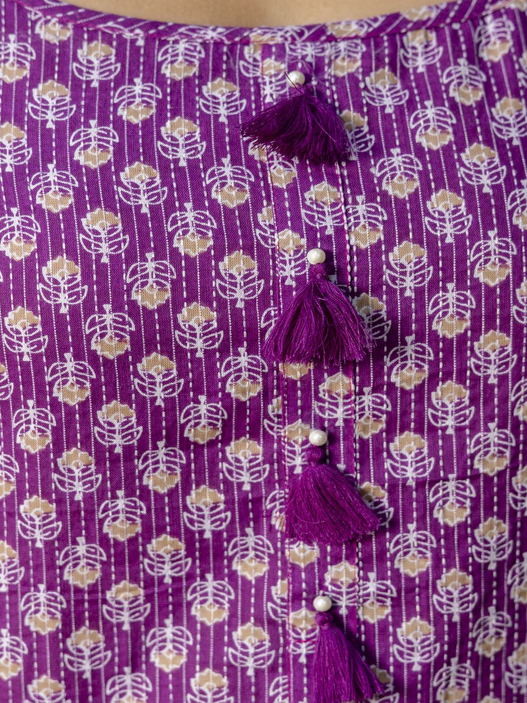 Purple Ethnic Straight Sleeveless Kurta