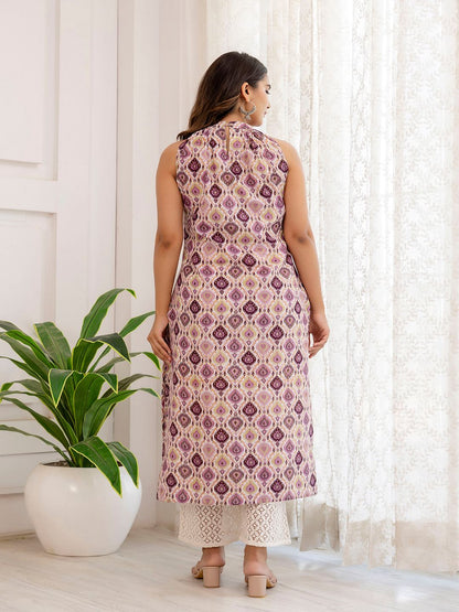 Multi Printed Straight Halter Neck Kurta