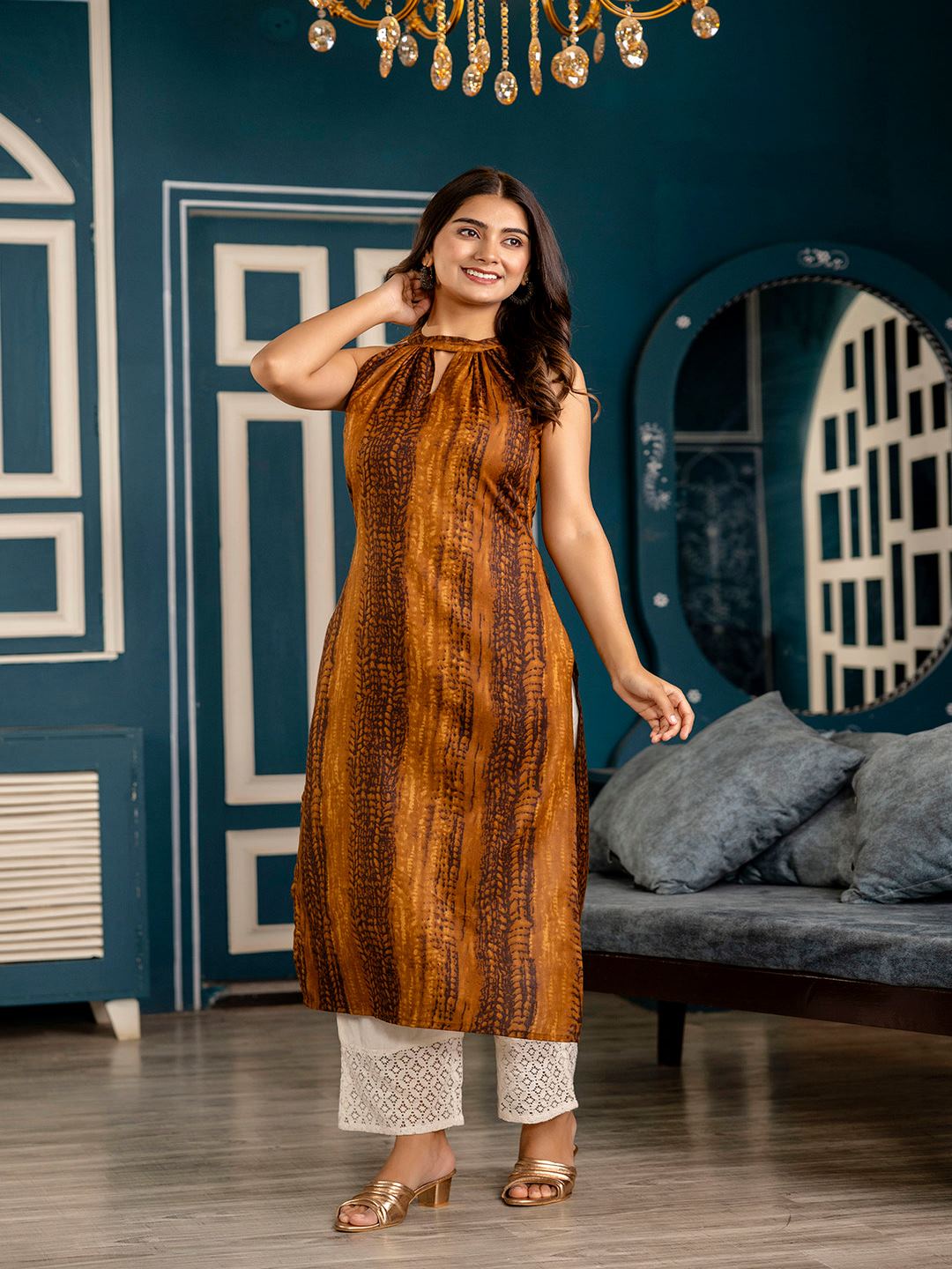 Blue Shibori Printed Straight Kurta