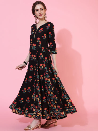 Cotton Ankle Length Length Printed Flared 3/4 Sleeves Sweetheart Neck Kurta (Preorder)