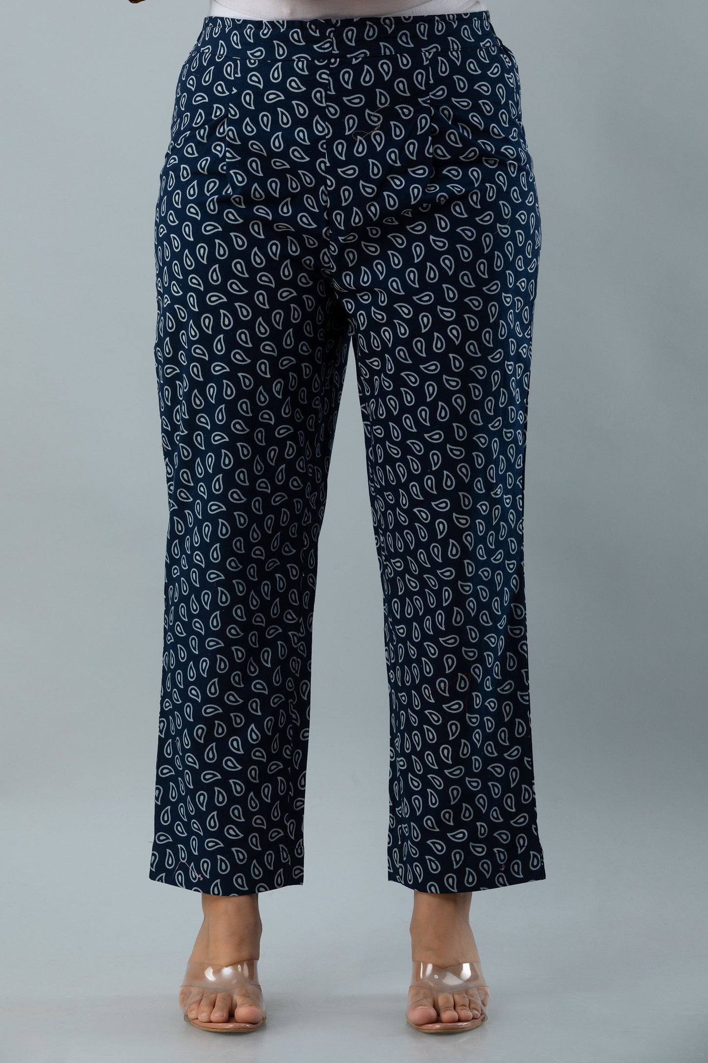 Cotton Calf Length Printed  Straight 3/4 Sleeves Round Neck Kurta Set (Preorder)