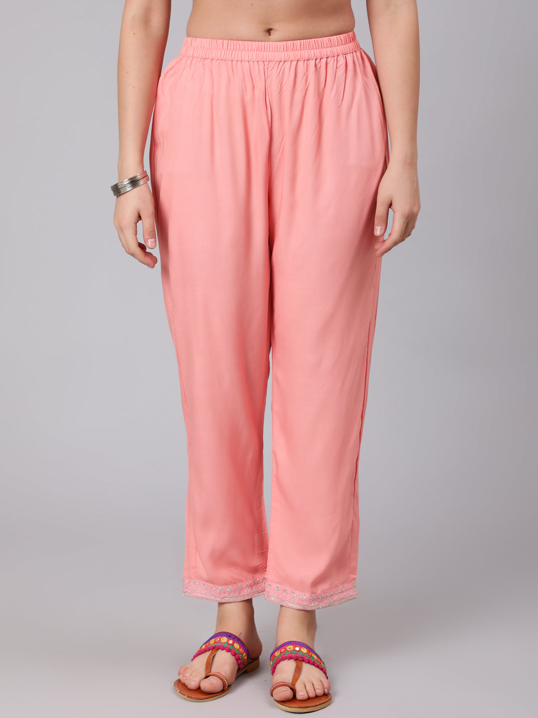 Rayon Calf Length Embroidered Flared 3/4 Sleeve Round Neck Kurta Set (Preorder)