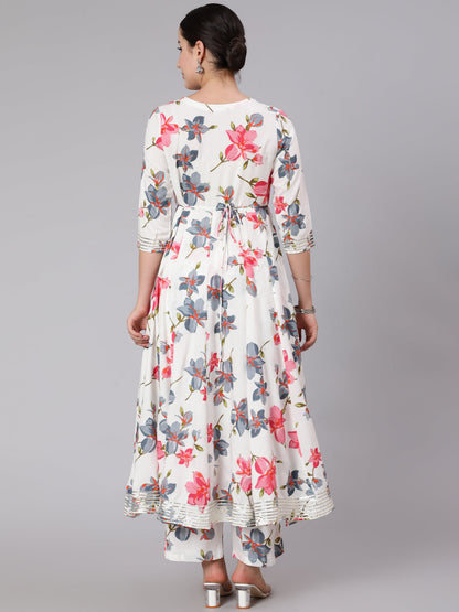 Rayon Calf Length Printed Flared 3/4 Sleeve Round Neck Kurta Set (Preorder)