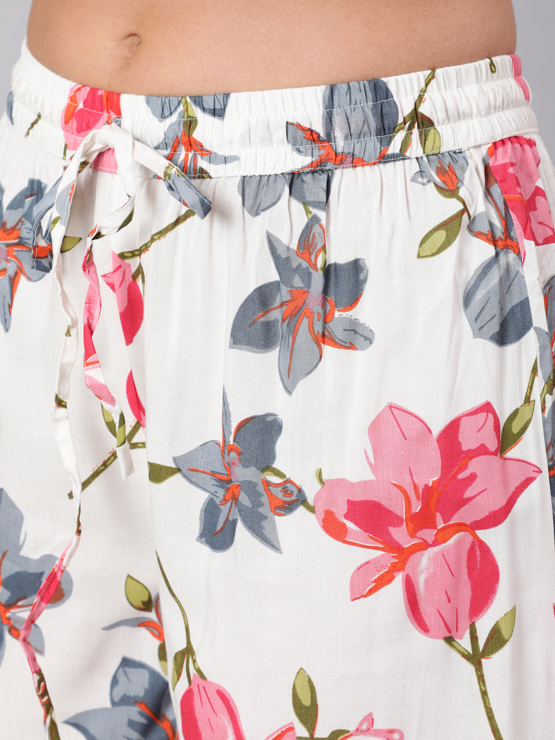 Rayon Calf Length Printed Flared 3/4 Sleeve Round Neck Kurta Set (Preorder)