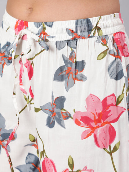 Rayon Calf Length Printed Flared 3/4 Sleeve Round Neck Kurta Set (Preorder)