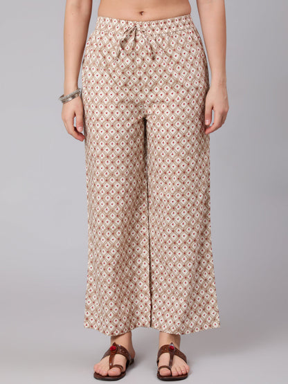 Cotton Calf Length Printed Flared 3/4 Sleeve Round Neck Kurta Set (Preorder)