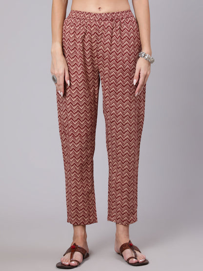 Cotton Calf Length Printed Semi Flared 3/4 Sleeve Round Neck Kurta Bottom Dupatta Set (Preorder)