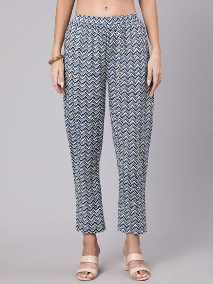 Cotton Calf Length Printed Semi Flared 3/4 Sleeve Round Neck Kurta Bottom Dupatta Set (Preorder)