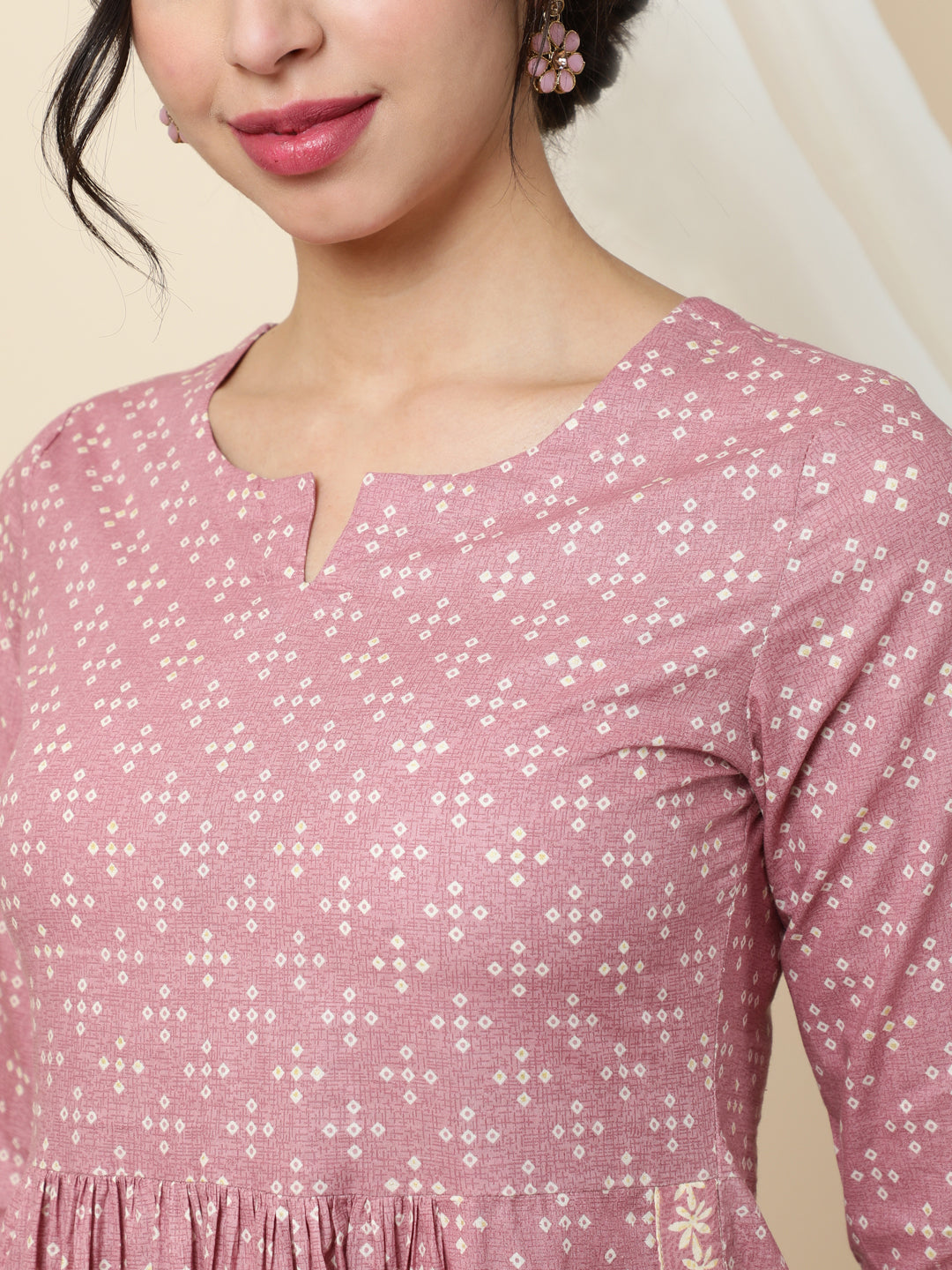 Rayon  Calf Length Printed  3/4 Sleeve Round Neck Kurta Bottom Set (Preorder)