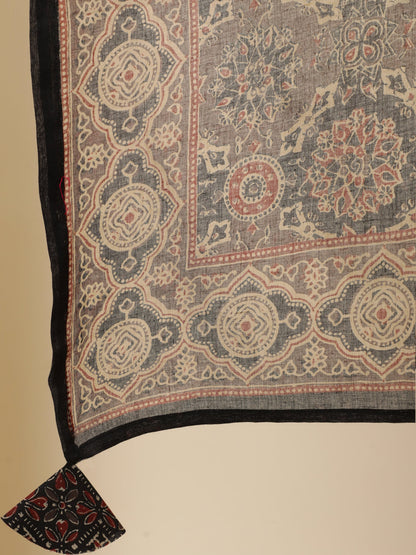 Cotton  Calf Length Printed  3/4 Sleeve Round Neck Kurta Bottom Dupatta Set (Preorder)