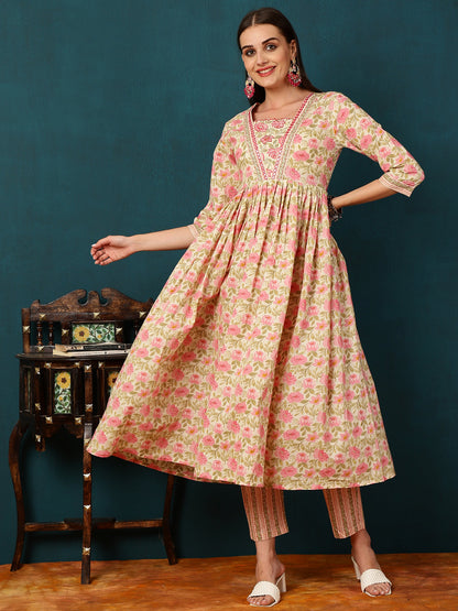 Rayon Calf Length Printed Straight 3/4 Sleeves Shirt Coller Kurta Bottom Dupatta Set (Preorder)