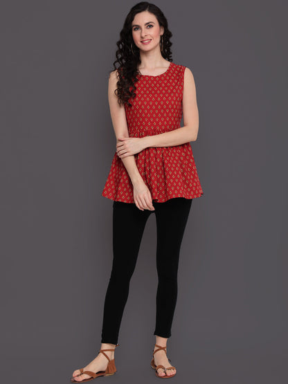 Printed Cotton Sleeveless Regular Top (Preorder)