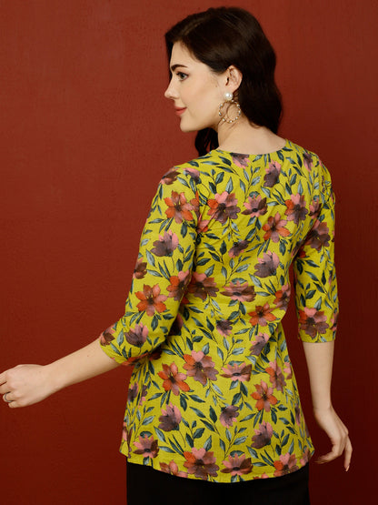 Short Length Crop 3/4 Sleeves Round Top (Preorder)