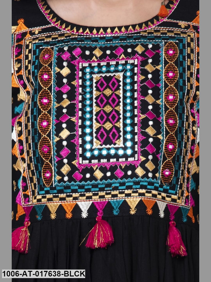 Rayon Embroidered A-Line Kurta