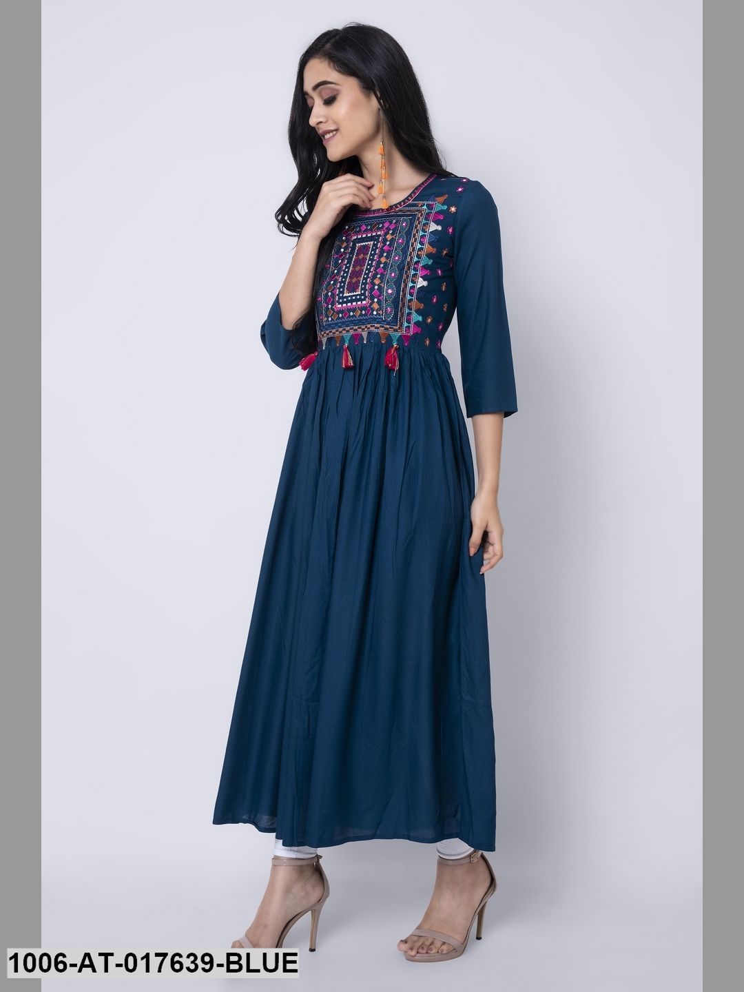 Rayon Embroidered A-Line Kurta