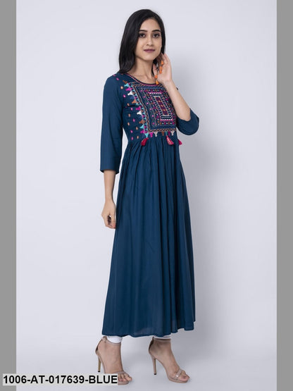 Rayon Embroidered A-Line Kurta