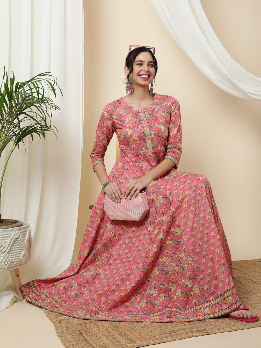 Kimayra pink cotton printed kurta – wholesale manufacturer &amp; exporter from India