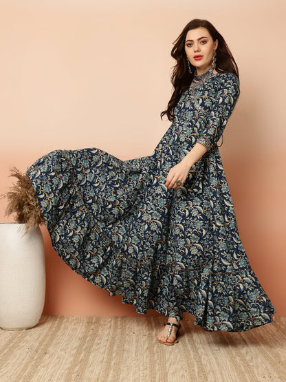 Ankle Length Flared 3/4 Sleeves V Kurta (Preorder)