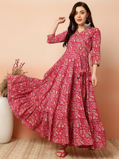 Ankle Length Flared 3/4 Sleeves V Kurta (Preorder)