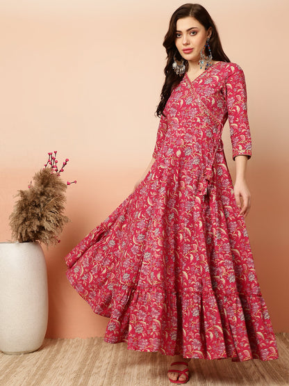 Ankle Length Flared 3/4 Sleeves V Kurta (Preorder)