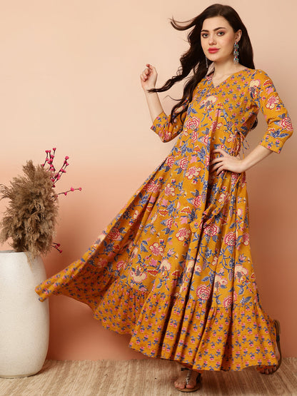 Ankle Length Flared 3/4 Sleeves V Kurta