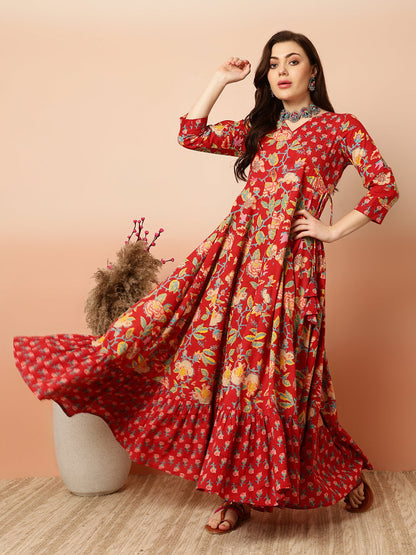 Ankle Length Flared 3/4 Sleeves V Kurta (Preorder)