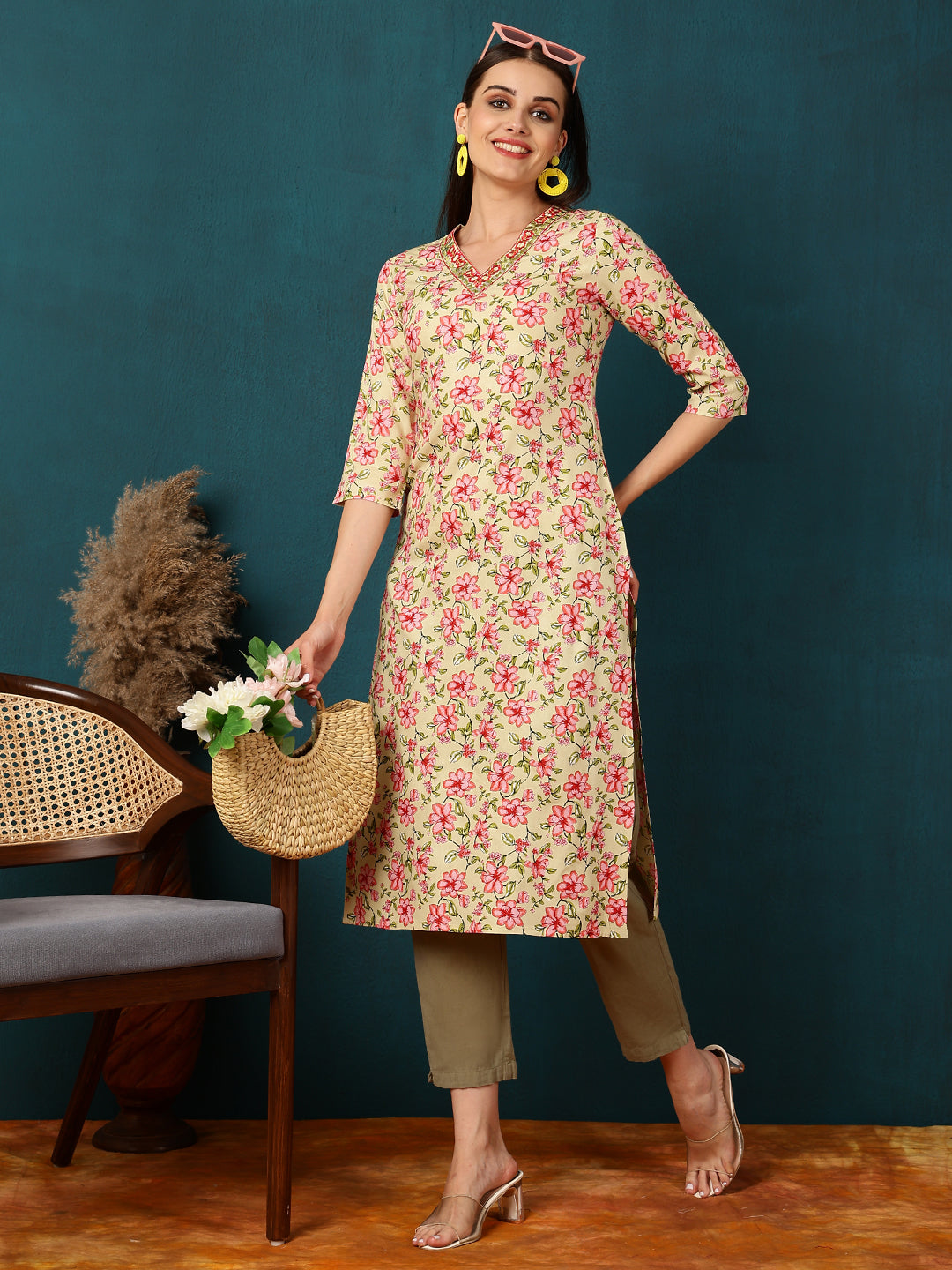 Kimayra yellow rayon printed kurta – wholesale manufacturer &amp; exporter from India