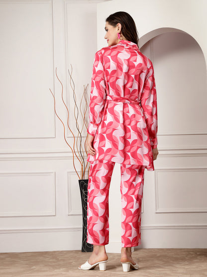 Geometric Printed Satin Co-Ord Set (Pre-Order)