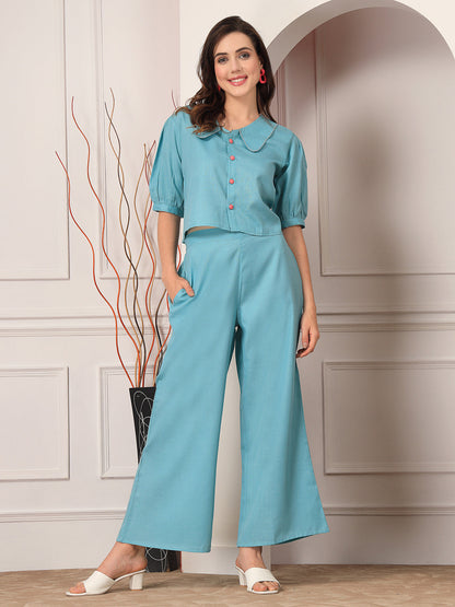 Solid Cotton Blend Co-Ord Set (Pre-Order)